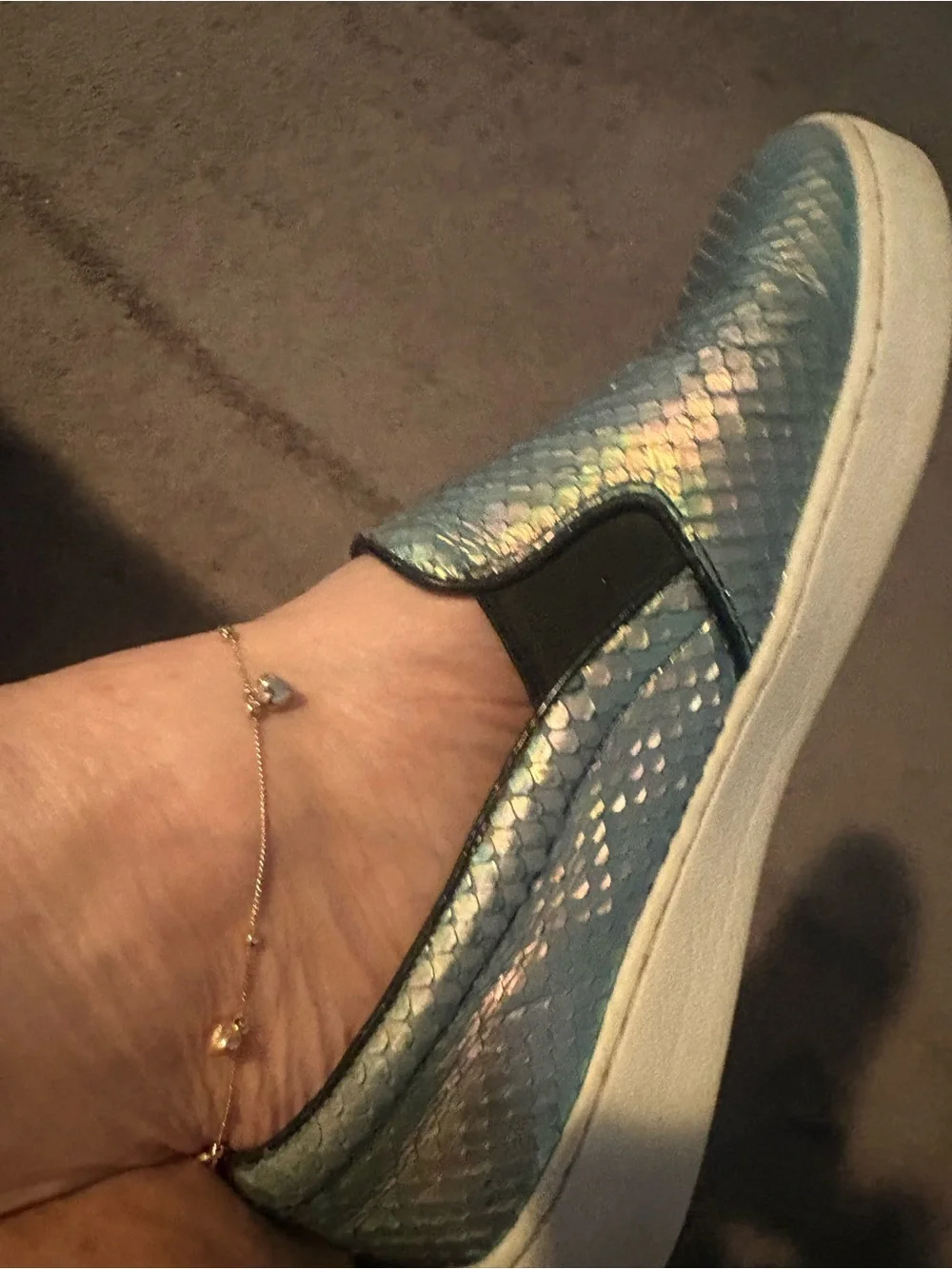 Michael Kors Iridescent gold snakeskin  Slip-On Sneakers.  Sz 8